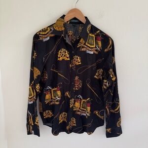 Vintage Ralph Lauren Equestrian Print Shirt L